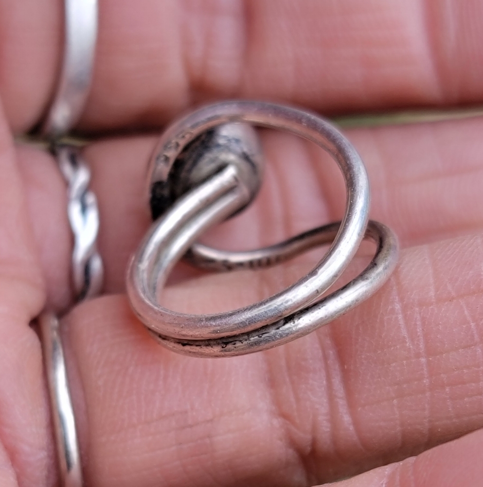 Vintage Southwestern modernist 925 sterling silver MEXICO onyx inlay ring TAXCO - Picture 12 of 17